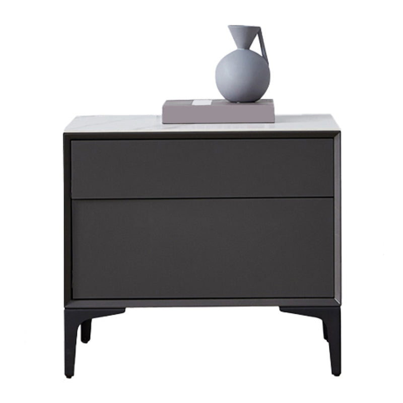 Grey Wood and Stone Buffet Server Modern Living Room Buffet/Console with Drawers