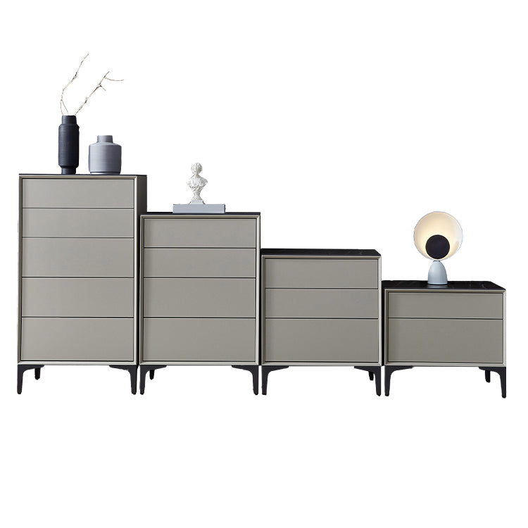 Grey Wood and Stone Buffet Server Modern Living Room Buffet/Console with Drawers