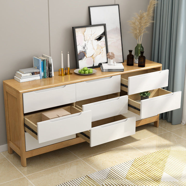 Modern Rubber-wood Solid Wood Side Board Living Room Buffet/Console with Drawers
