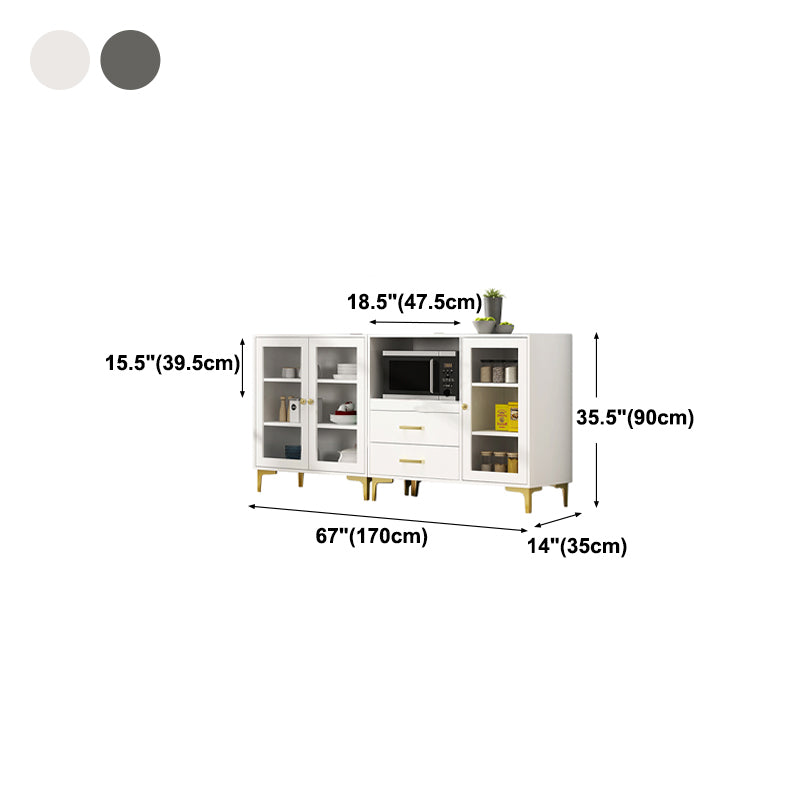 Engineered Wood Glam Buffet Stand Glass Doors Adjustable Shelving Sideboard Cabinet