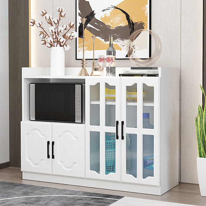 Glass Door Wood Sideboard Modern Credenza with Storage for Kitchen