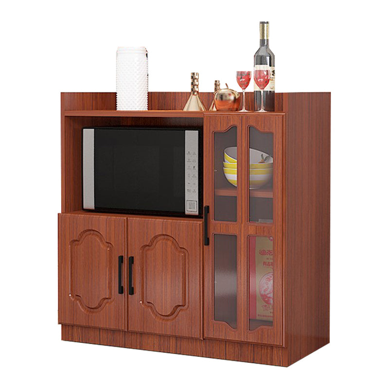 Glass Door Wood Sideboard Modern Credenza with Storage for Kitchen