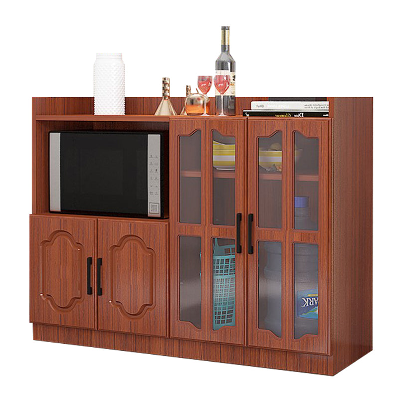 Glass Door Wood Sideboard Modern Credenza with Storage for Kitchen