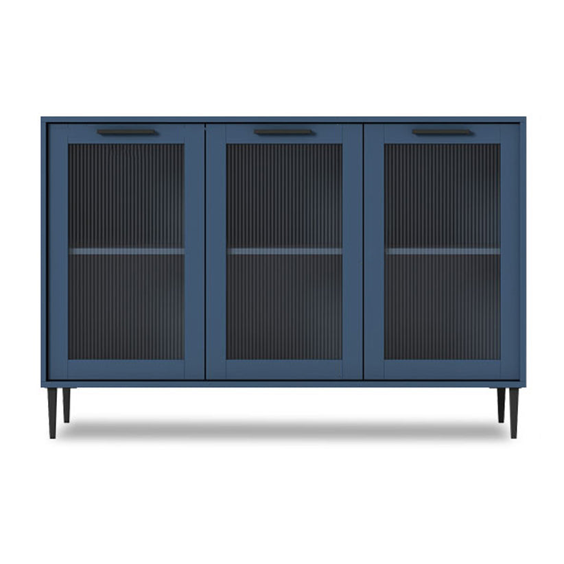 Glass Door Wood Sideboard Modern Server Cabinet with Storage for Living Room