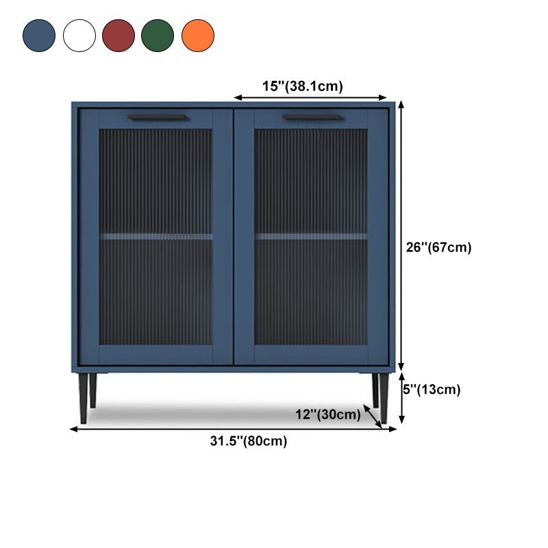 Glass Door Wood Sideboard Modern Server Cabinet with Storage for Living Room