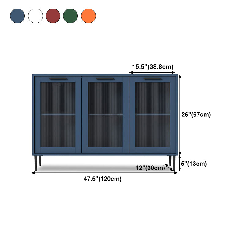 Glass Door Wood Sideboard Modern Server Cabinet with Storage for Living Room