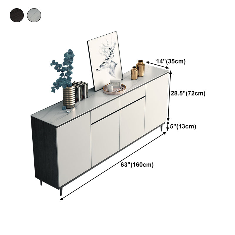 2 Drawers Wood Doors Sideboard Modern 33.5" High Side Board for Kitchen