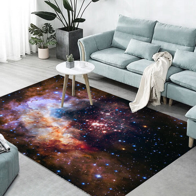 Green Universe Rug Polyester Simple Indoor Rug Stain Resistant Rug for Living Room