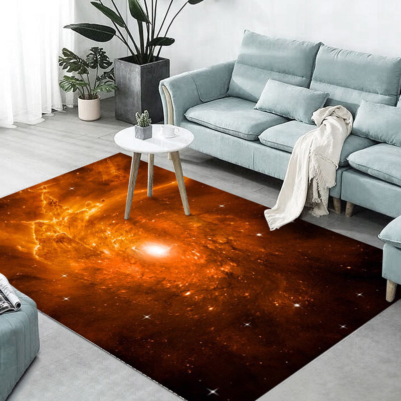 Green Universe Rug Polyester Simple Indoor Rug Stain Resistant Rug for Living Room