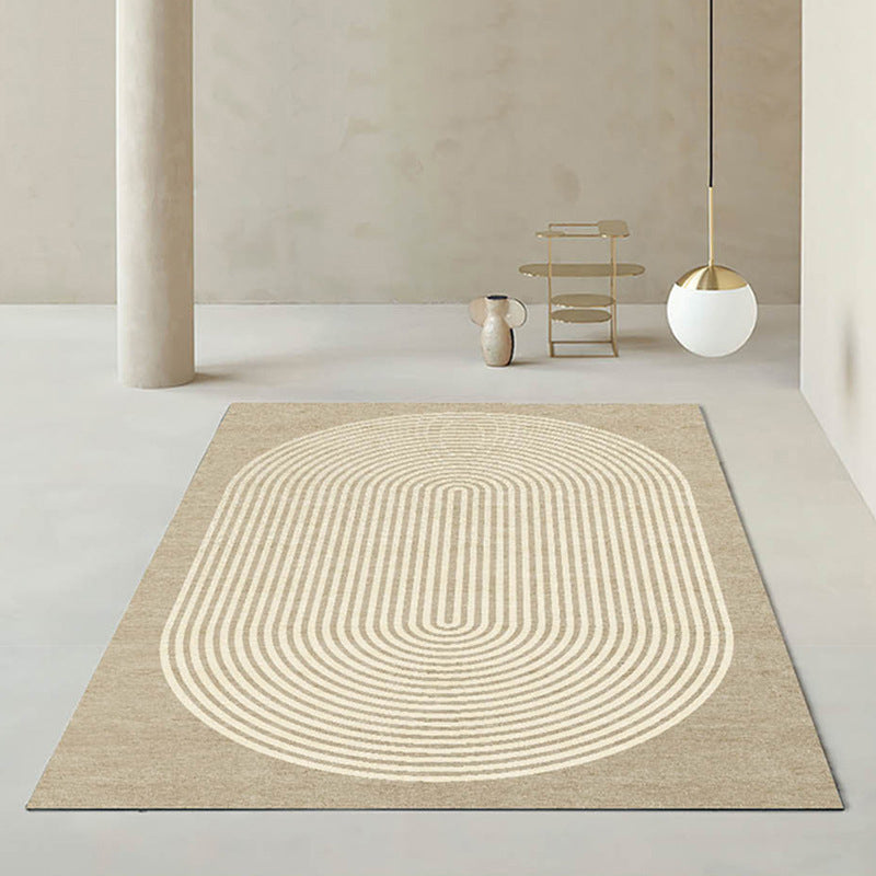 Light Brown Striped Rug Polyeste Casual Indoor Rug Stain Resistant Rug for Drawing Room