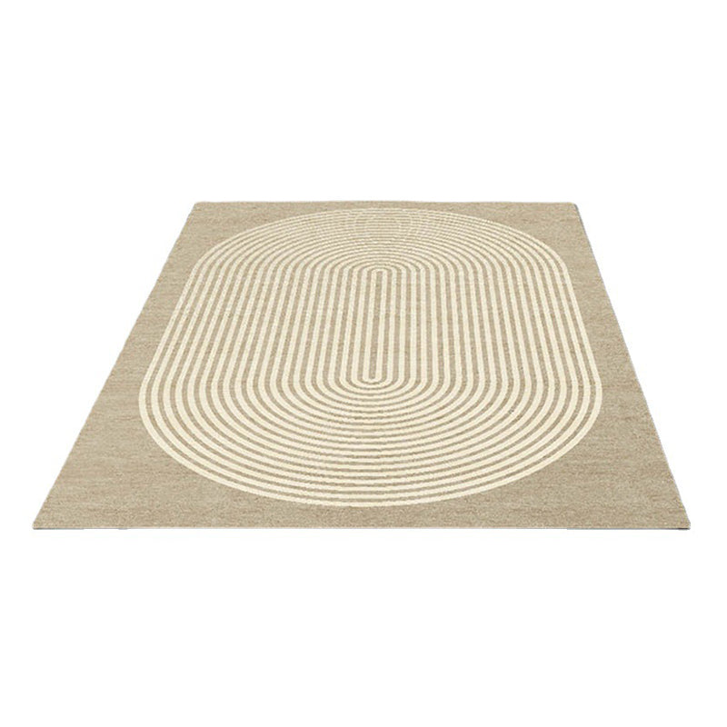 Light Brown Striped Rug Polyeste Casual Indoor Rug Stain Resistant Rug for Drawing Room