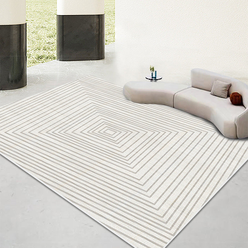 Light Brown Striped Rug Polyeste Casual Indoor Rug Stain Resistant Rug for Drawing Room