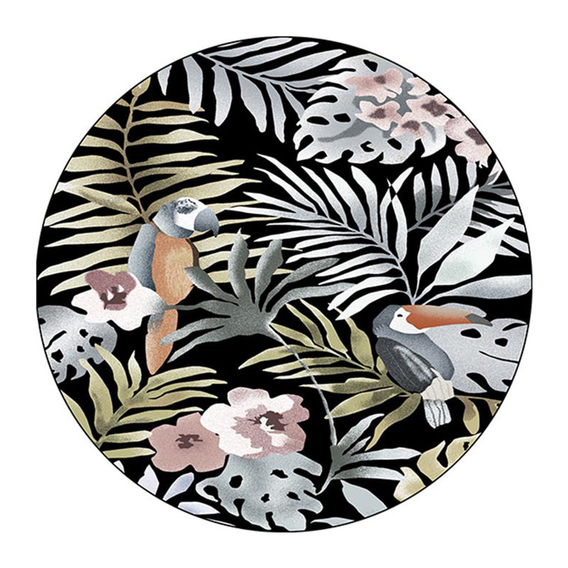 White Plants Carpet Polyester Modern Carpet Non-Slip Backing Carpet for Living Room