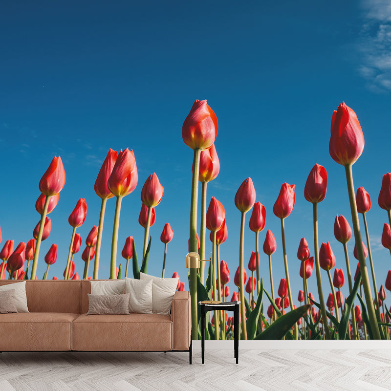 Photography Stain Resistant Wall Mural Wallpaper Beautiful Flowers Sitting Room Wall Mural