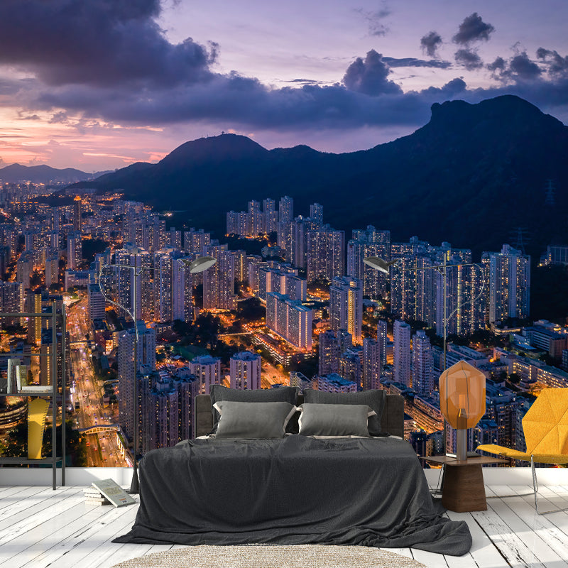 City Night Scene Wallpaper Mildew Resistant Indoor Wall Mural