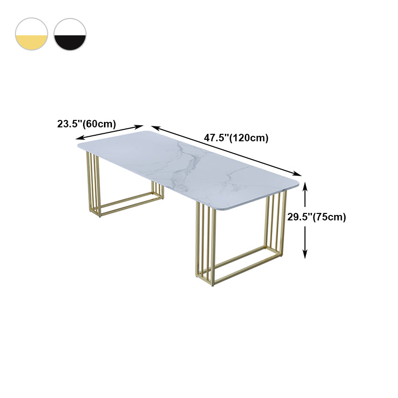 Glam Style Marble Writing Desk Rectangular Sled Base Office Desk