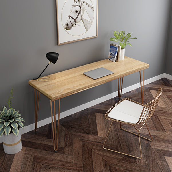 Glam Style Hairpin Writing Desk Rectangular Solid Wood Office Desk