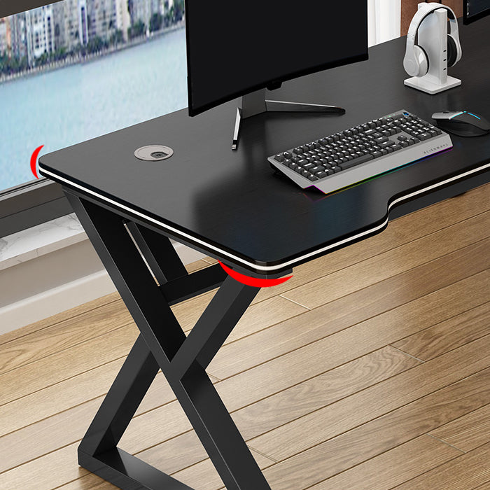 Contemporary Free Form Computer Desk Manufactured Wood Trestle Base Desk