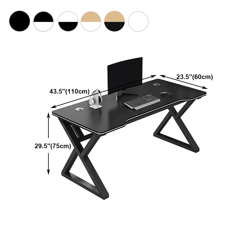 Contemporary Free Form Computer Desk Manufactured Wood Trestle Base Desk