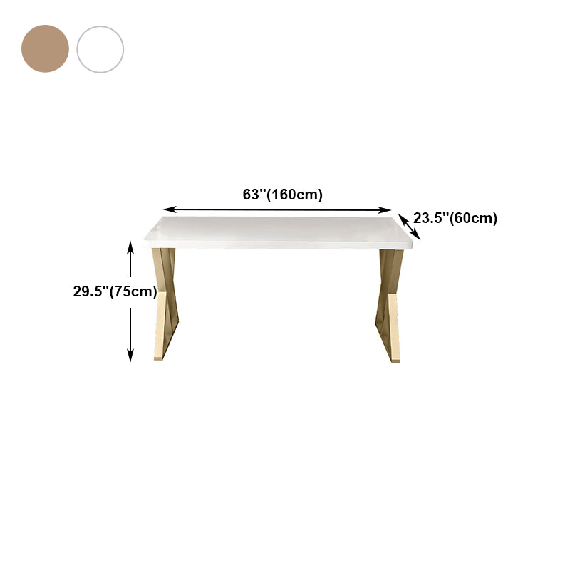 Rectangular Bedroom Desk Modern Style Desk with Solid Wood Top and Metal Legs