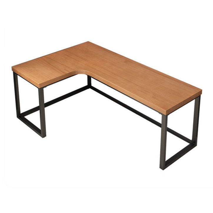 L-Shaped Modern Study Table Fixed Writing Table of Pinewood Solid Wood without Cabinet