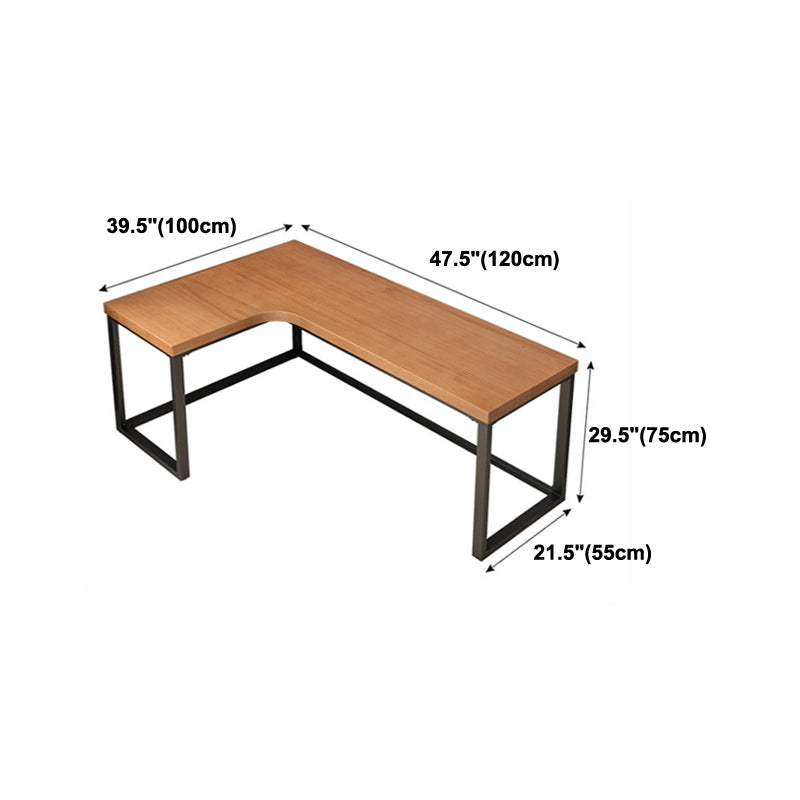 L-Shaped Modern Study Table Fixed Writing Table of Pinewood Solid Wood without Cabinet