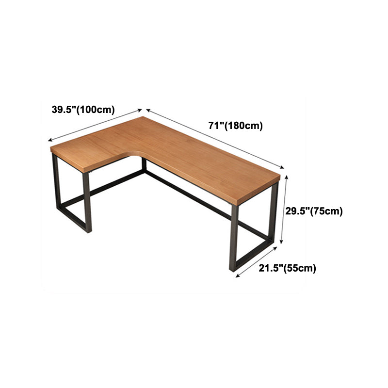 L-Shaped Modern Study Table Fixed Writing Table of Pinewood Solid Wood without Cabinet