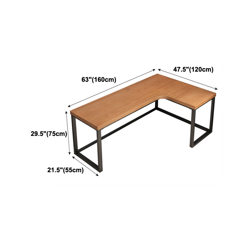 L-Shaped Modern Study Table Fixed Writing Table of Pinewood Solid Wood without Cabinet