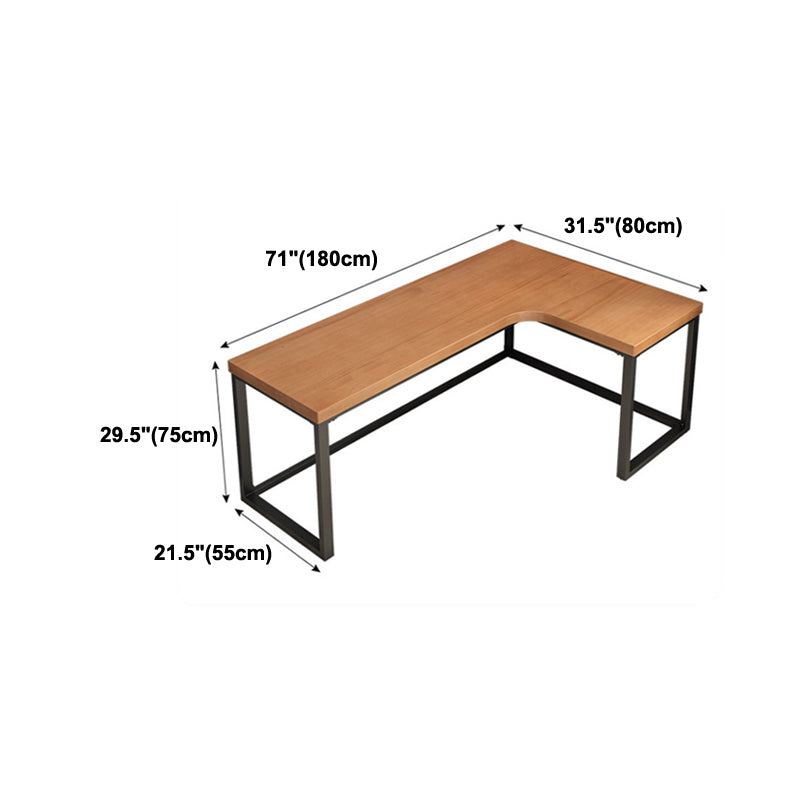 L-Shaped Modern Study Table Fixed Writing Table of Pinewood Solid Wood without Cabinet