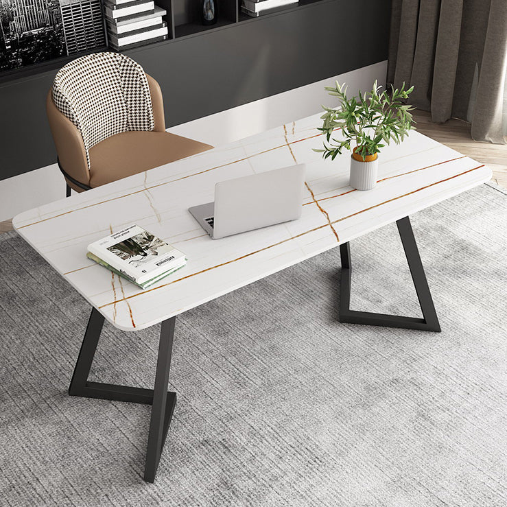 Curved Modern Style Working Table Sintered Stone Writing Table