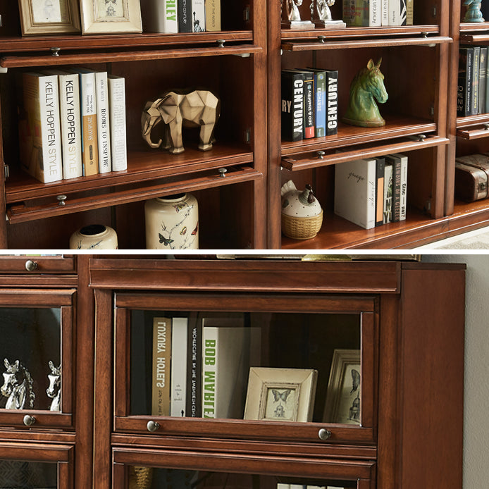 Wooden Standard Bookcase Contemporary Closed Back Bookshelf With Door