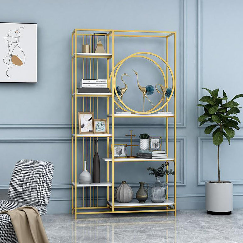 Iron Frame Etagere Bookshelf Vertical Manufactured Wood Shelf Bookcase for Office