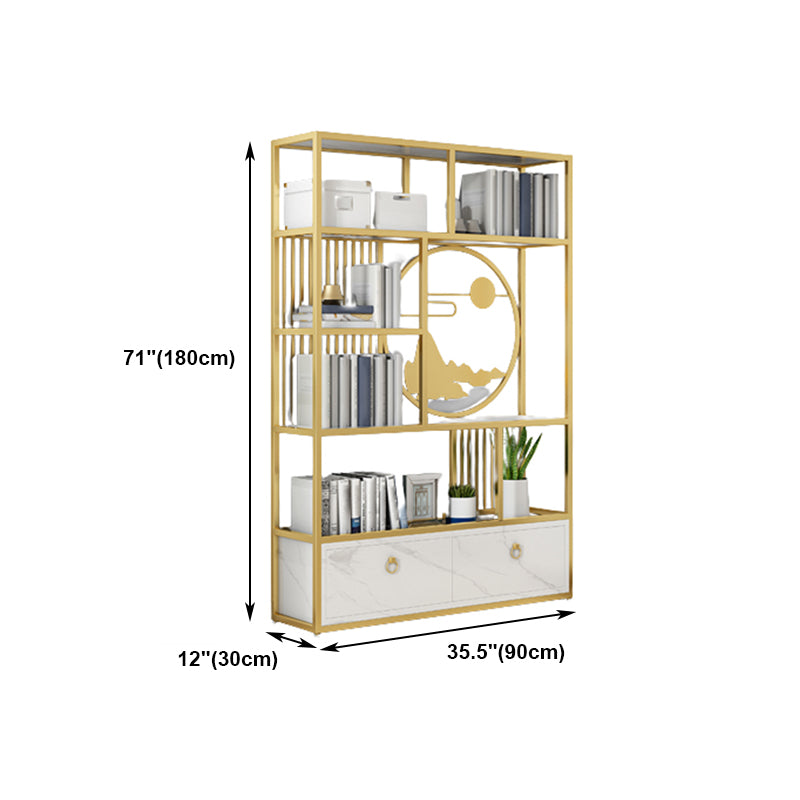 Modern Living Room Etagere Bookshelf Iron Frame Manufactured Wood Shelf Bookcase