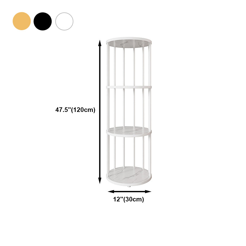 Urban Vertical Corner Bookshelf Iron Frame White Manufactured Wood Shelf Bookcase