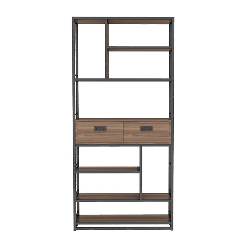 Geometric Shelf Bookshelf Metal and Wooden Bookcase for Home Office