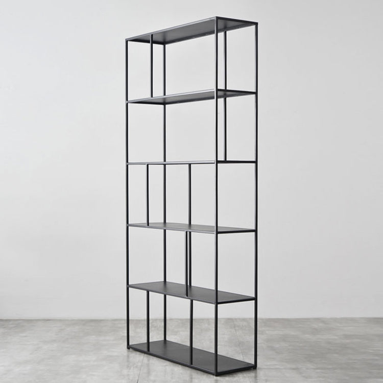 70.87"H Bookcase Black Open Back Modern Style Bookshelf for Home and Office