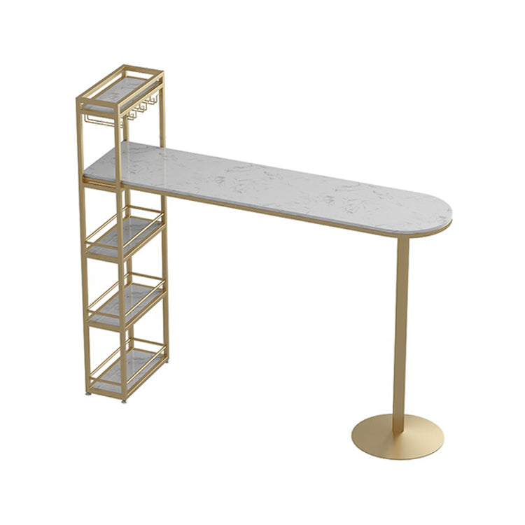 White Rectangle Bar Table Contemporary Bar Dining Table with Sled Base
