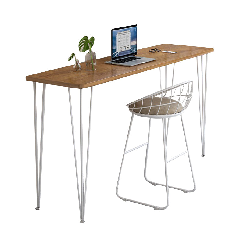 Wood Bar Dining Table Modern Rectangle Bar Table with 4 Legs Base for Milk Tea Shop