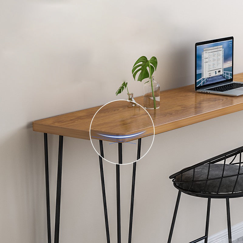 Wood Bar Dining Table Modern Rectangle Bar Table with 4 Legs Base for Milk Tea Shop