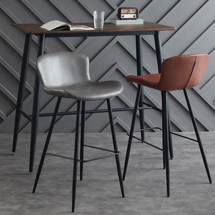 Scandinavian Home Leather Stool Footrest Matte Finish Barstool