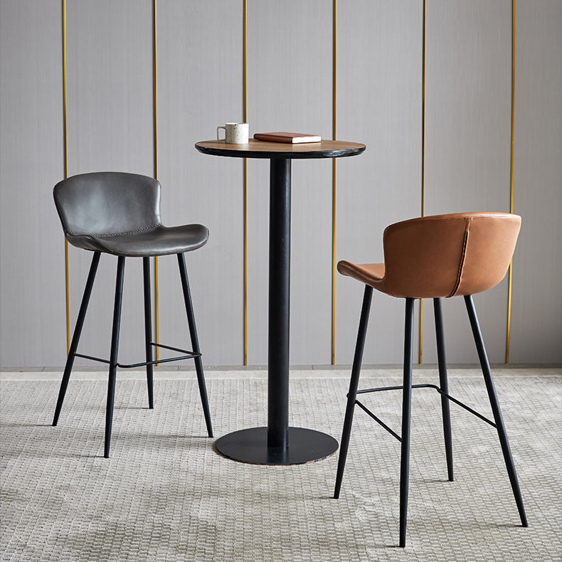 Scandinavian Home Leather Stool Footrest Matte Finish Barstool