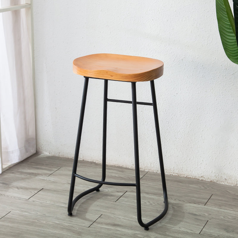 Contemporary Backless Solid Wood Bar Stool Matte Finish Indoor Stool