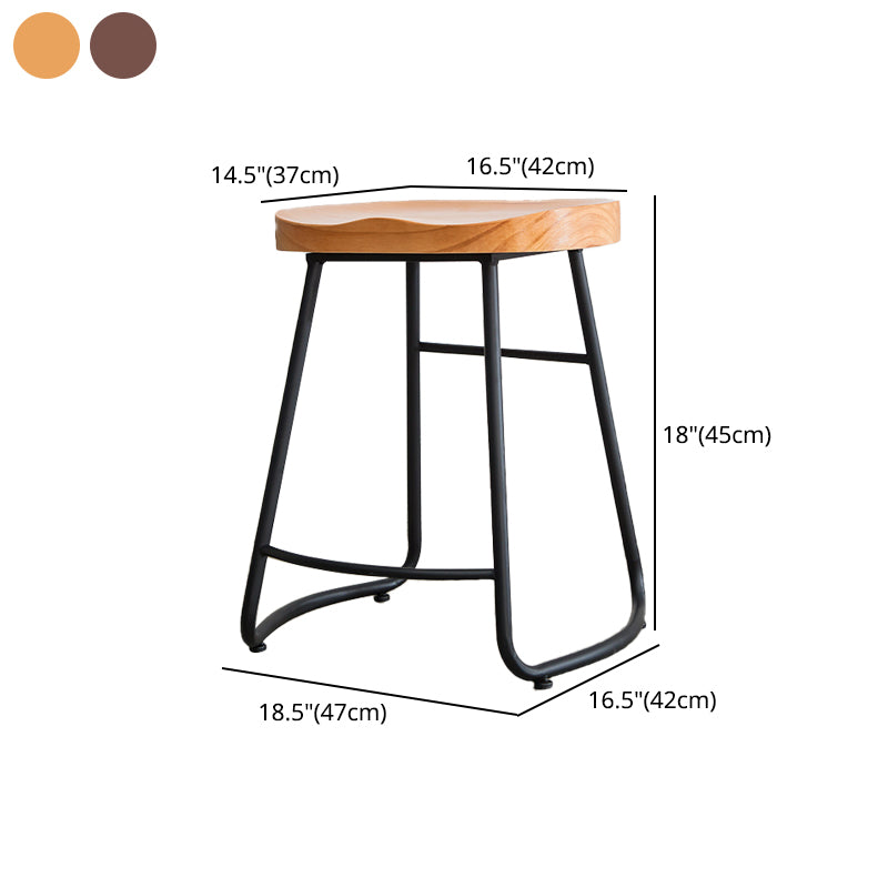 Contemporary Backless Solid Wood Bar Stool Matte Finish Indoor Stool