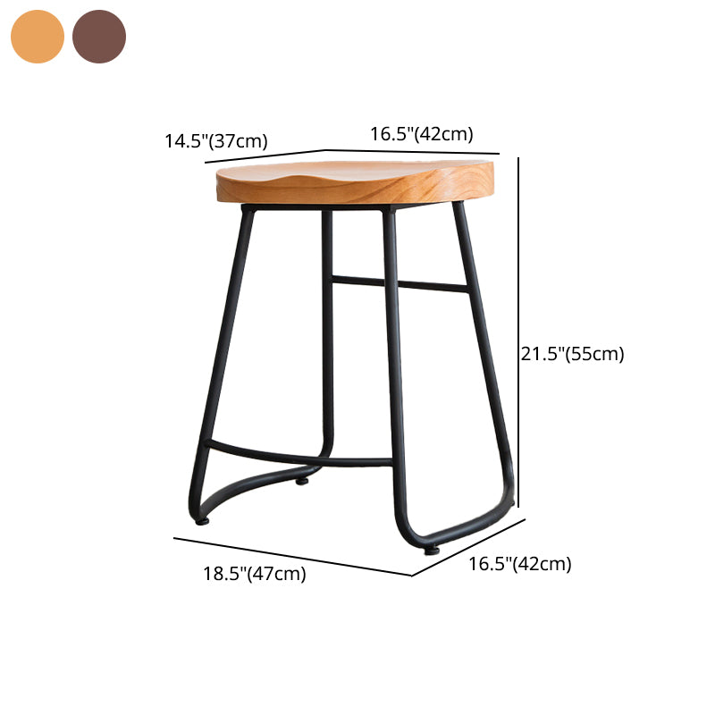 Contemporary Backless Solid Wood Bar Stool Matte Finish Indoor Stool