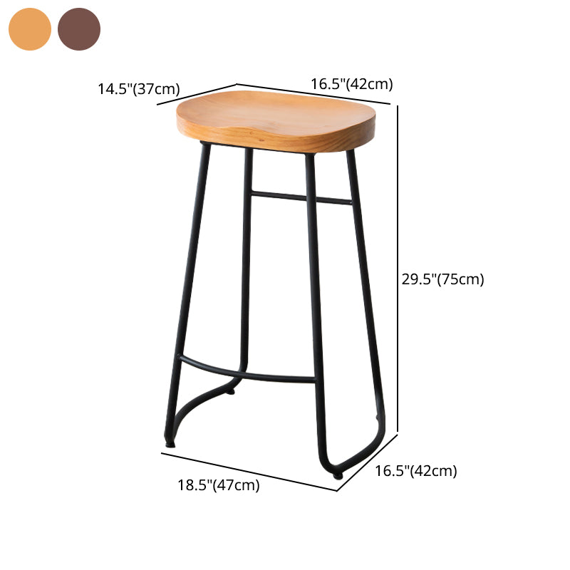 Contemporary Backless Solid Wood Bar Stool Matte Finish Indoor Stool