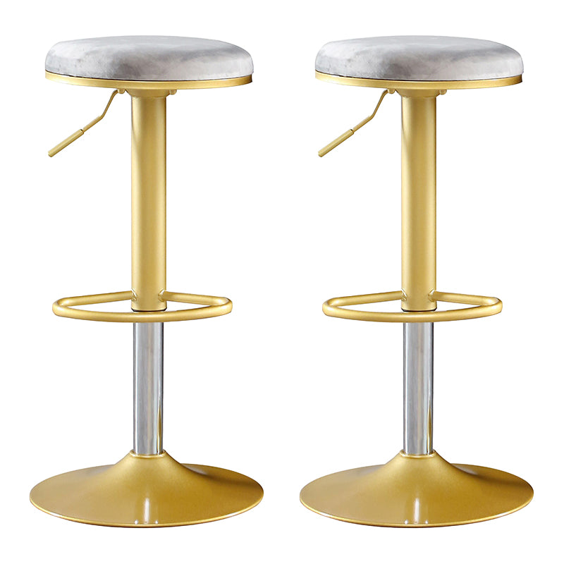 Glam Matte Finish Velvet Counter Stool Adjustable Height Footrest Barstool