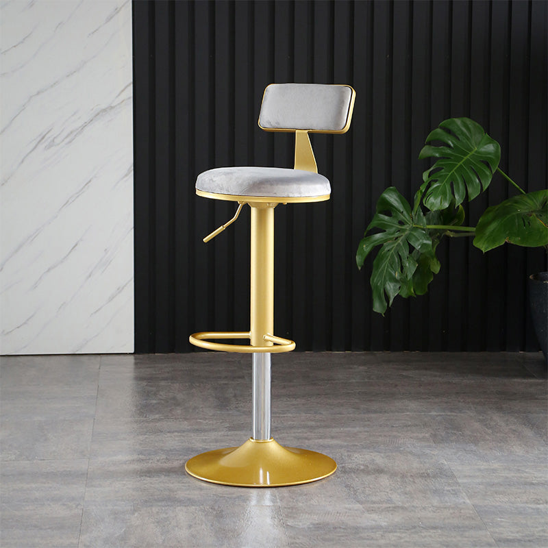 Glam Matte Finish Velvet Counter Stool Adjustable Height Footrest Barstool