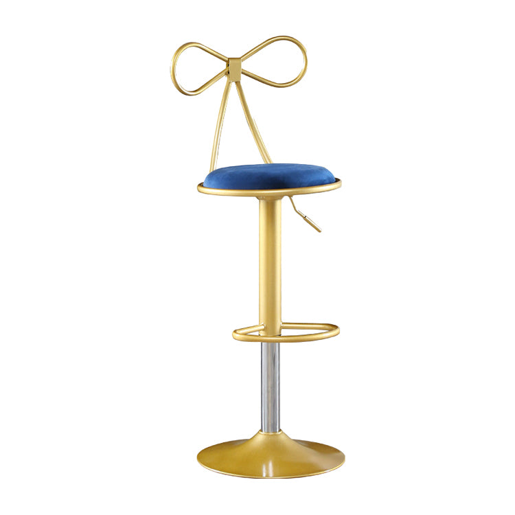Glam Matte Finish Velvet Counter Stool Adjustable Height Footrest Barstool