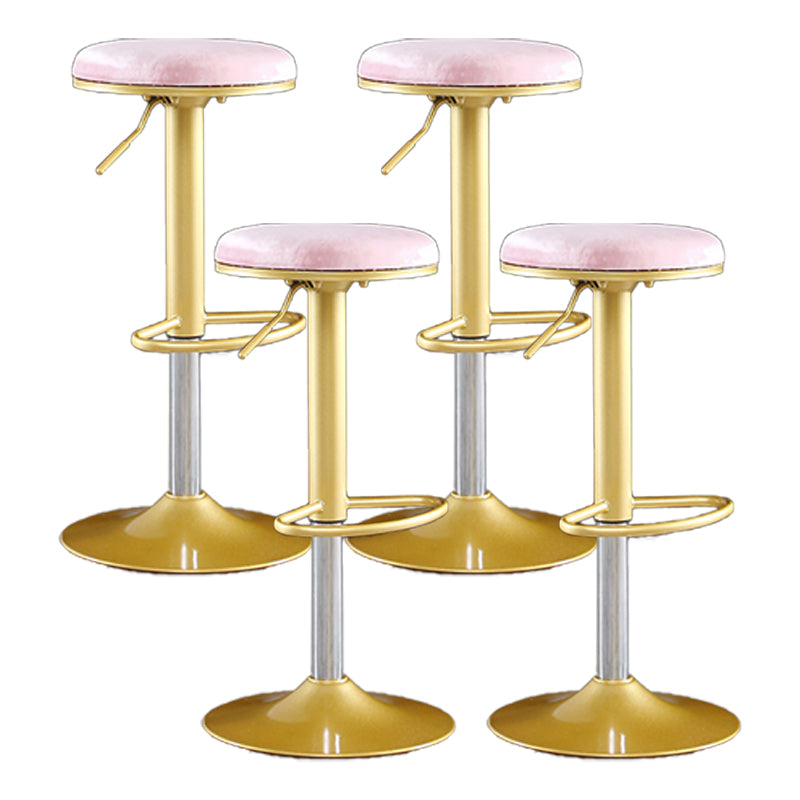 Glam Matte Finish Velvet Counter Stool Adjustable Height Footrest Barstool