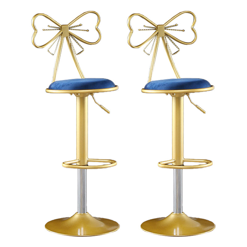 Glam Matte Finish Velvet Counter Stool Adjustable Height Footrest Barstool